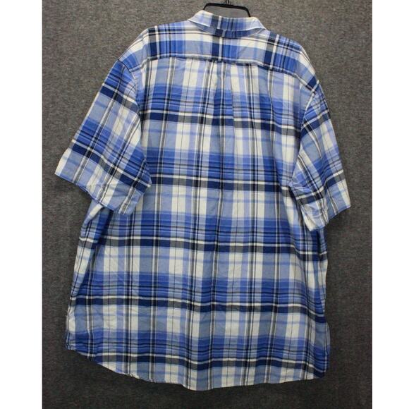 Ralph Lauren Mens 3XLT Button Up Short Sleeve Plaid Shirt Classic Fit Blue - Picture 2 of 6